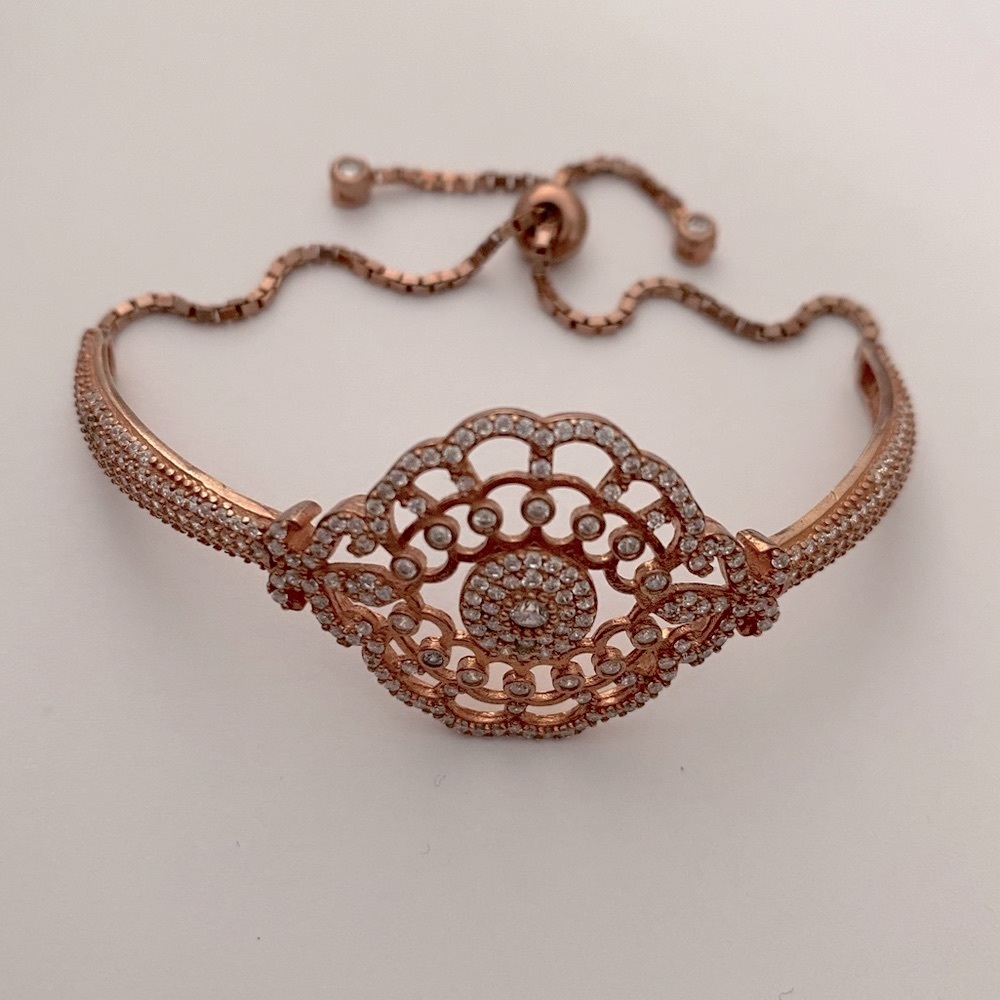 925 Silver bracelet cubic zirconia stones bolo